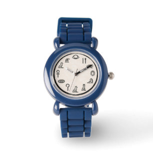 Blaue Armbanduhr mit fetten modernen arabischen Zi