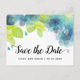 Blaue ätherische Blume Hochzeit Speichern Sie das  Postkarte