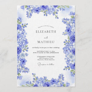 Blaue ätherische botanische Hochzeit Einladung