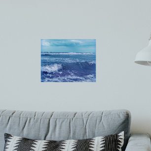 Blaue Atlantikwellen Wolken Himmelsfotografie Poster