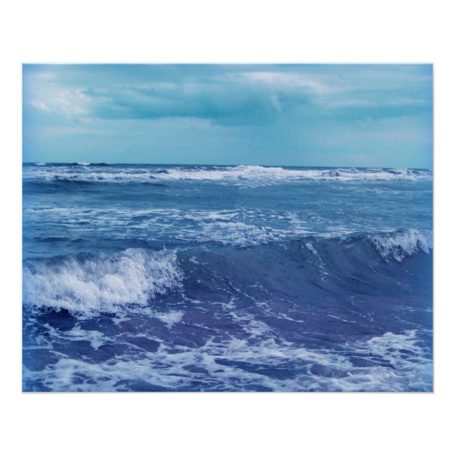 Blaue Atlantikwellen Wolken Himmelsfotografie Poster (Vorderseite)