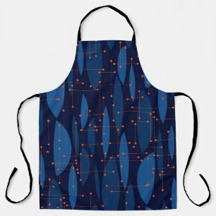 Blaue atomare nahtlose Muster im Mid-Century-Stil Schürze