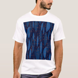 Blaue atomare nahtlose Muster im Mid-Century-Stil T-Shirt