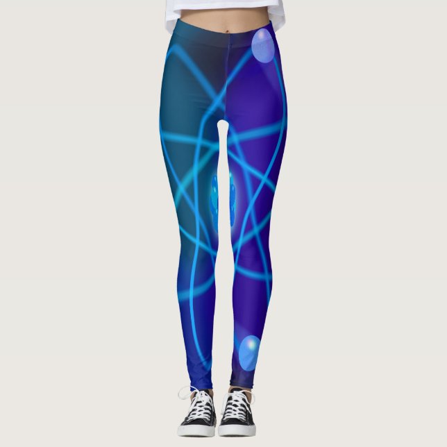 Blaue Atomstrukturwissenschaft Leggings (Vorderseite)