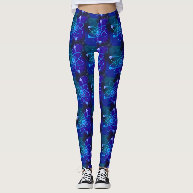 Blaue Atomstrukturwissenschaft Leggings (Vorderseite)