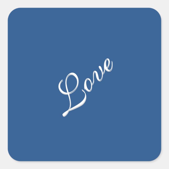 Blaue attraktive kalligraphische Liebe Hochzeit Quadratischer Aufkleber (Vorderseite)
