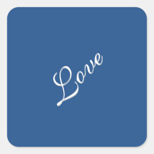 Blaue attraktive kalligraphische Liebe Hochzeit Quadratischer Aufkleber