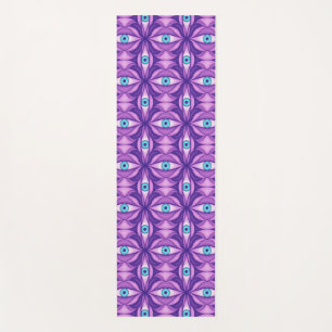 Blaue Augen Abstrakte Botanische Lila Blumenmuster Yogamatte
