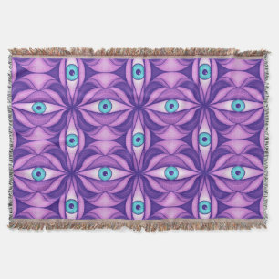 Blaue Augen in lila Laub Dunkle Botanische Kunst Decke