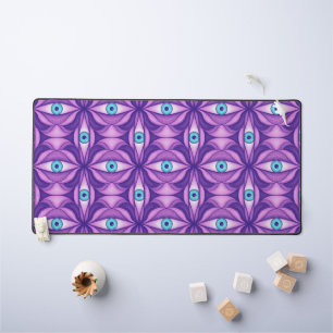 Blaue Augen in lila Laub Dunkle Botanische Kunst Schreibtischunterlage