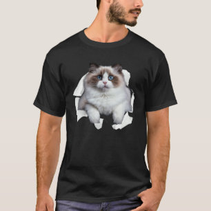 Blaue Augen Kitten zerrissenes Tuch Himalayan Birm T-Shirt