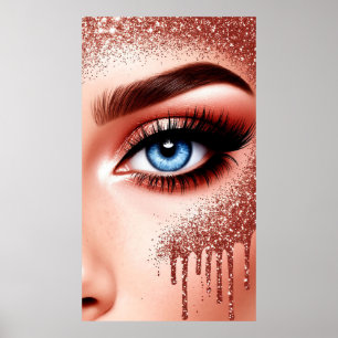 💎 Blaue Augen Rose Gold Glam Make-up für das Schö Poster
