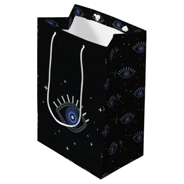 Blaue Augen-Schutztalistin ethnisch Mittlere Geschenktüte (Vorderseite Schrägansicht)