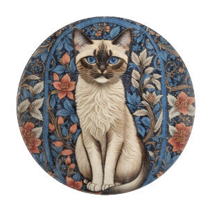 Blaue Augen Siamesische Katze William Morris Inspi Schneidebrett