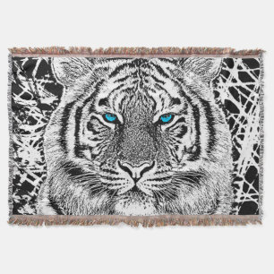 Blaue Augen-Tigerschwarzweiss-entwurf Decke