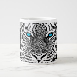 Blaue Augen-Tigerschwarzweiss-entwurf Jumbo-Tasse