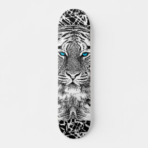 Blaue Augen-Tigerschwarzweiss-entwurf Skateboard