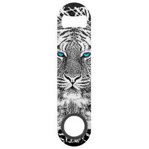 Blaue Augen-Tigerschwarzweiss-streifen Speedflaschenöffner