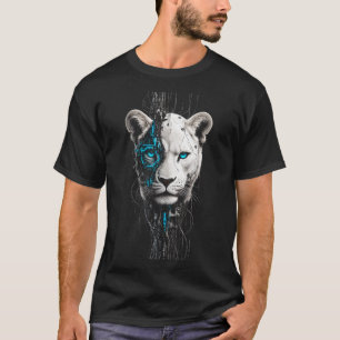 Blaue Augen Weiße Löwen T-Shirt Mystischer Löwen