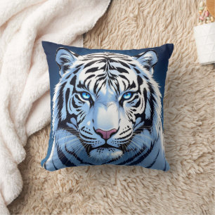 Blaue Augen Weiße Tiger Ai Kunst Kissen