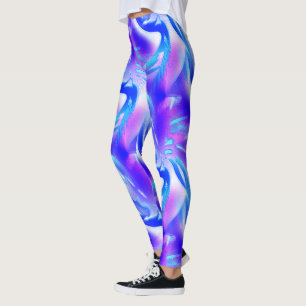 Blaue Ausschnitte mit digitalen Grooves auf rosa T Leggings