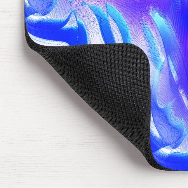 Blaue Ausschnitte mit digitalen Grooves auf rosa T Mousepad (Ecke)