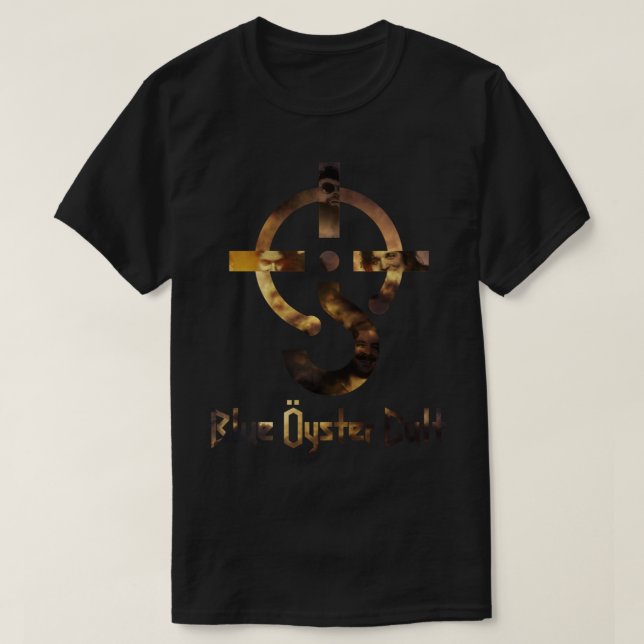 Blaue Austernkulptur schwarzer Rücken Essenzieller T-Shirt (Design vorne)
