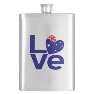 Blaue Australien-LOVE-Flagge Flachmann