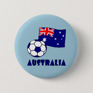 Blaue australische Fußballflagge auf blauem Hinter Button