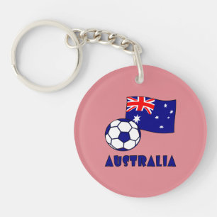 Blaue australische Fußballflagge rosa Hintergrund  Schlüsselanhänger