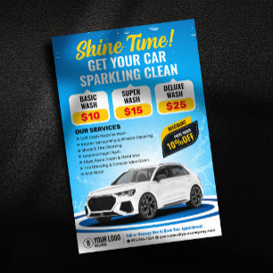 Blaue Autowaschanlage Auto-Detailing Reinigung Wac Flyer