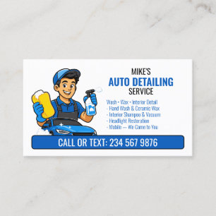 Blaue Autowaschkartons für QR-Auto-Detailing Visitenkarte