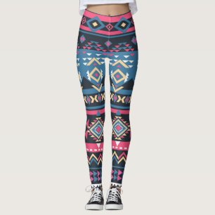 Blaue Azteken-Muster - Leggings