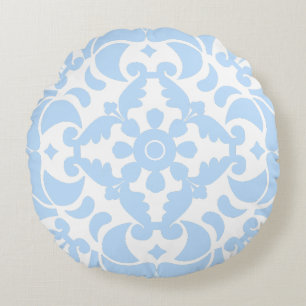Blaue Azulejos Portugiesisch Spanisch Mediterran Rundes Kissen