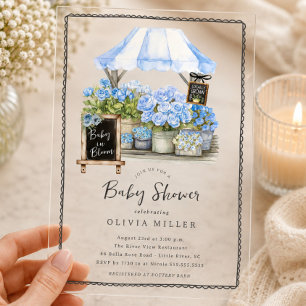 Blaue Baby-Blüten-Shower-Einladung Acryleinladungen
