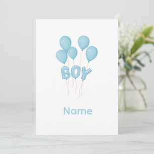 Blaue Baby Boy Luftballon-Feier Einladung