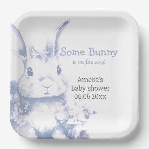 Blaue Baby-Bunny-Baby-Party  Pappteller
