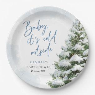 Blaue Baby Es ist kalt draußen Baby Shower Pappteller