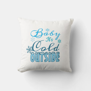 Blaue Baby, es ist kalt draußen Winter Schneeflock Kissen