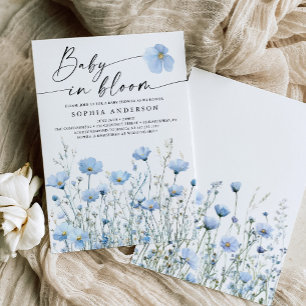 Blaue Baby In Bloom Baby Shower Einladungskarte