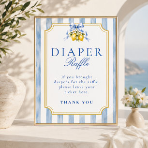 Blaue Baby-Party-Einladung mit Zitronen-Diaper-Raf Poster