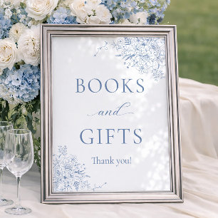 Blaue Baby Shower Bücher und Geschenke Poster