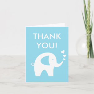 Blaue Baby-Thank-you-Karte mit Elefant für Jungen- Dankeskarte