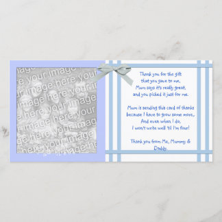 Blaue Babyparty danken Ihnen, vom Baby zu Dankeskarte