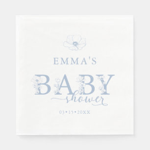 Blaue Babyparty Elegante Wildblumenflora Serviette