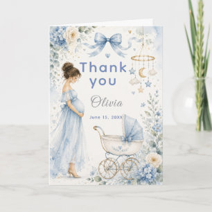 Blaue Babyparty-Feier Dankeskarte