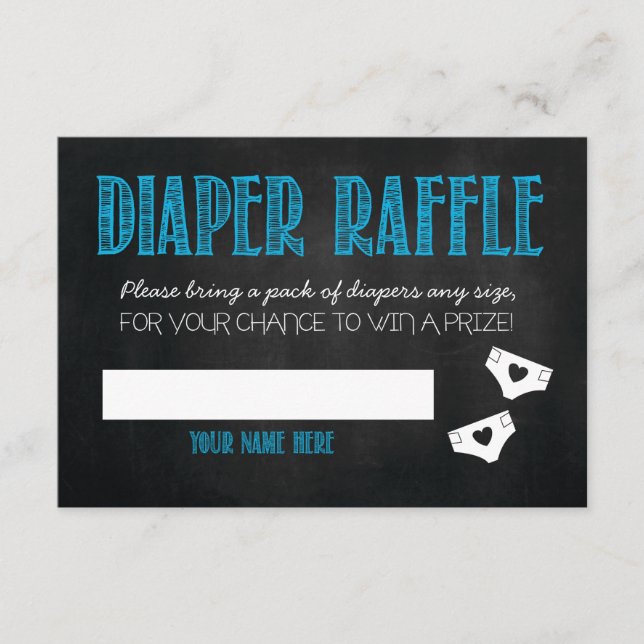 Blaue Babyparty-Windelraffle-Karte Begleitkarte (Vorderseite)