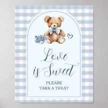Blaue Babyschuhe Gingham-Baby-Party - Liebe ist sü