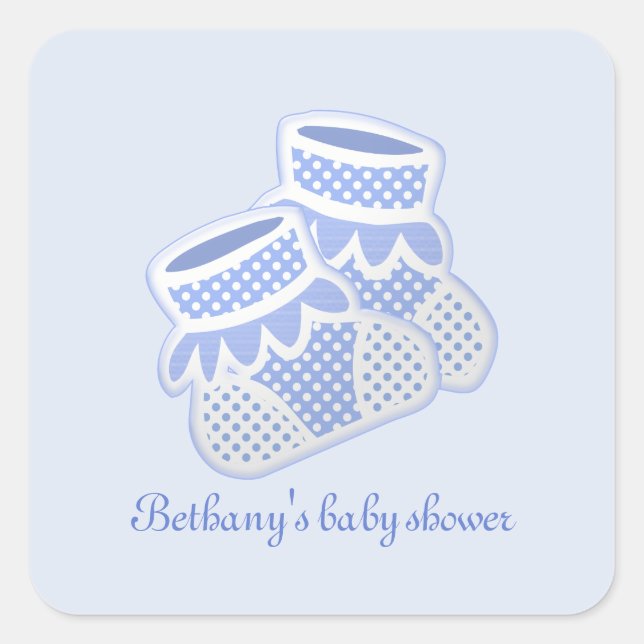 blaue Babysocken Quadratischer Aufkleber (Vorderseite)