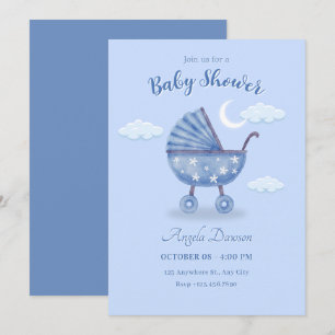 Blaue Babywanne Einladung